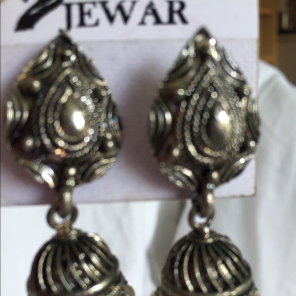 Earrings Silver with bells and beads from India. - Picture 1 of 12